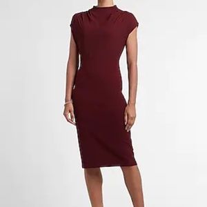 Express Draped Mock Neck Midi Sheath Dress (NWT) Women's Size Medium